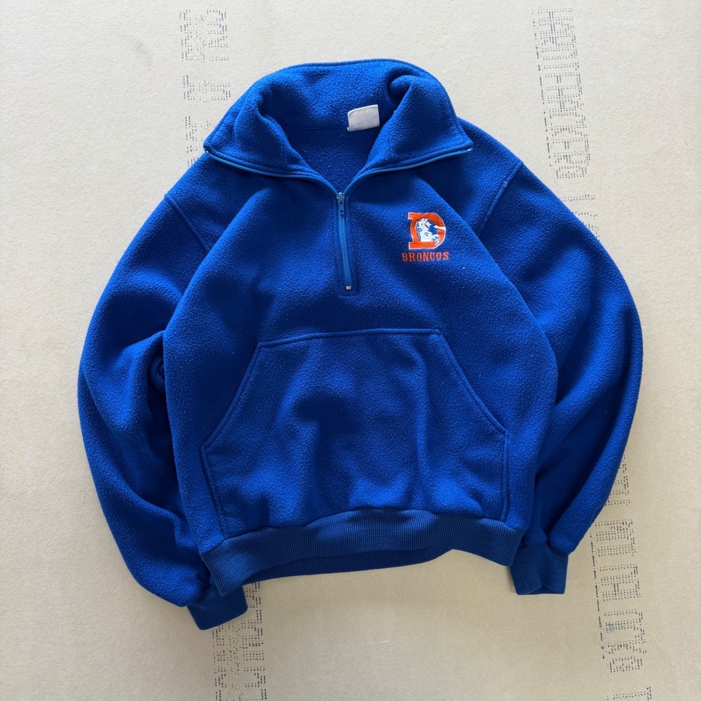 Vintage 90s Starter Denver Broncos Fleece Quarter Zip Pullover Sweater